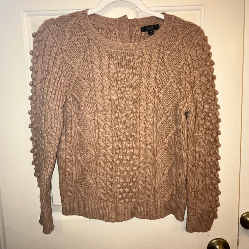 J. Crew Tan Cable Knit Crew Neck Sweater